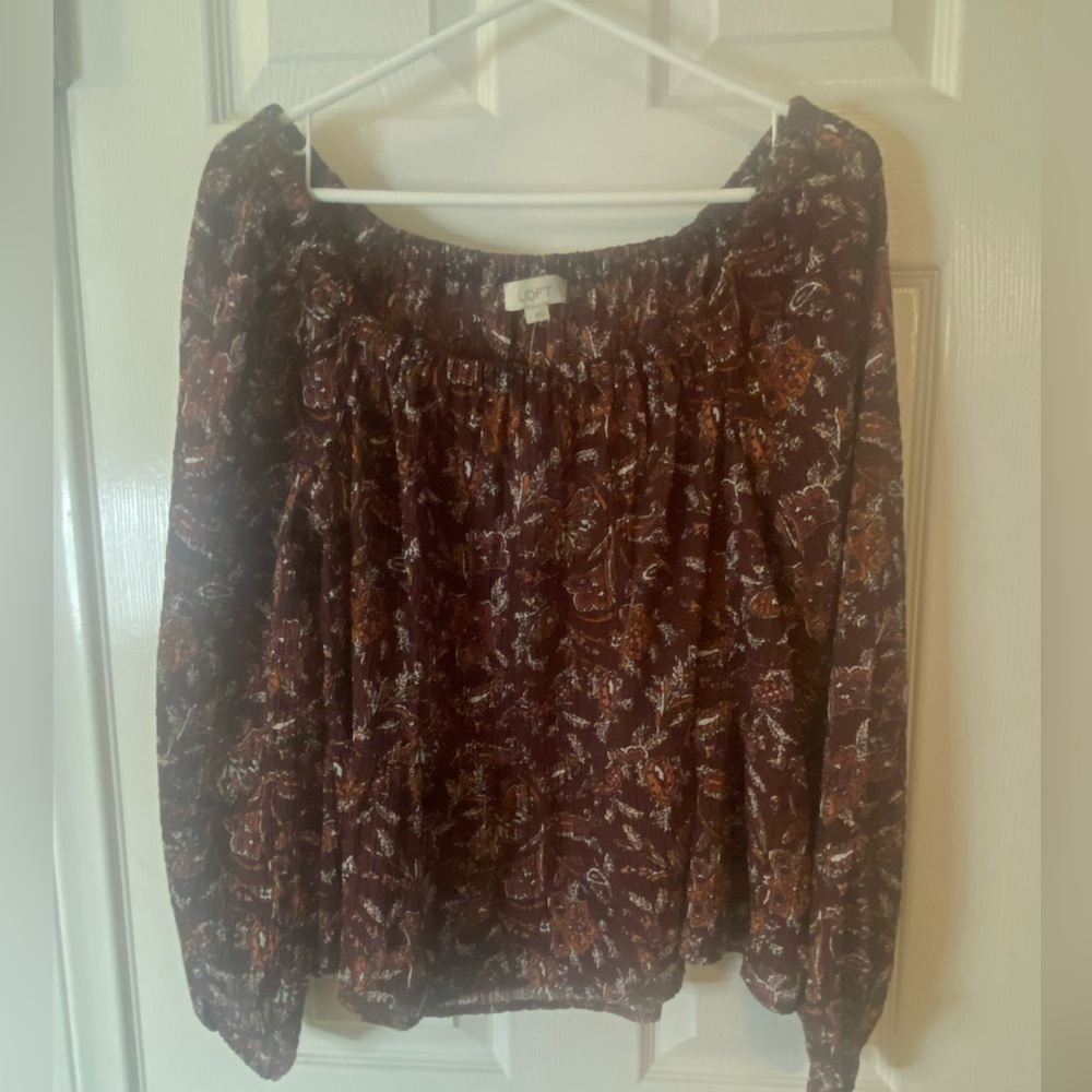 NWT Loft by Ann Taylor Chiffon Floral Long Sleeve Blouse size Small - Picture 8 of 8